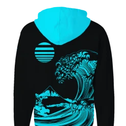 T6 All Over Print Zip Up Hoodies Fluorescent Wave Zip Up Hoodie