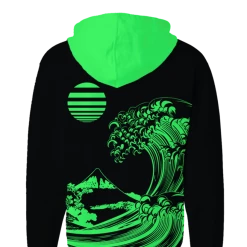 T6 All Over Print Zip Up Hoodies Fluorescent Wave Zip Up Hoodie