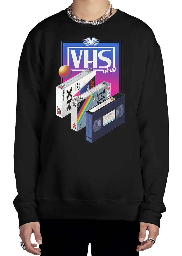 DTG VHS World Sweatshirt Graphic Sweatshirts