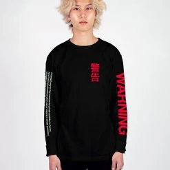 DTG Graphic Long Sleeve Tees WARNING! Long Sleeve Tee