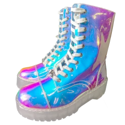 SPARKL Shoes Iridescent Combat Boot