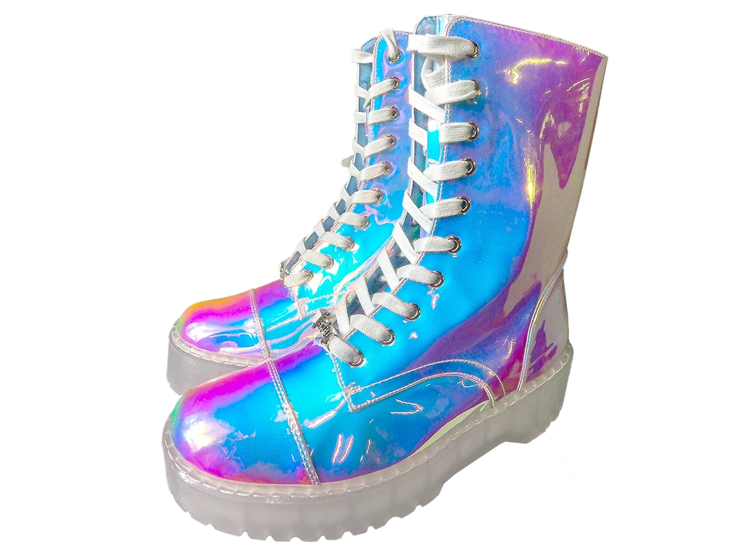 SPARKL Shoes Iridescent Combat Boot