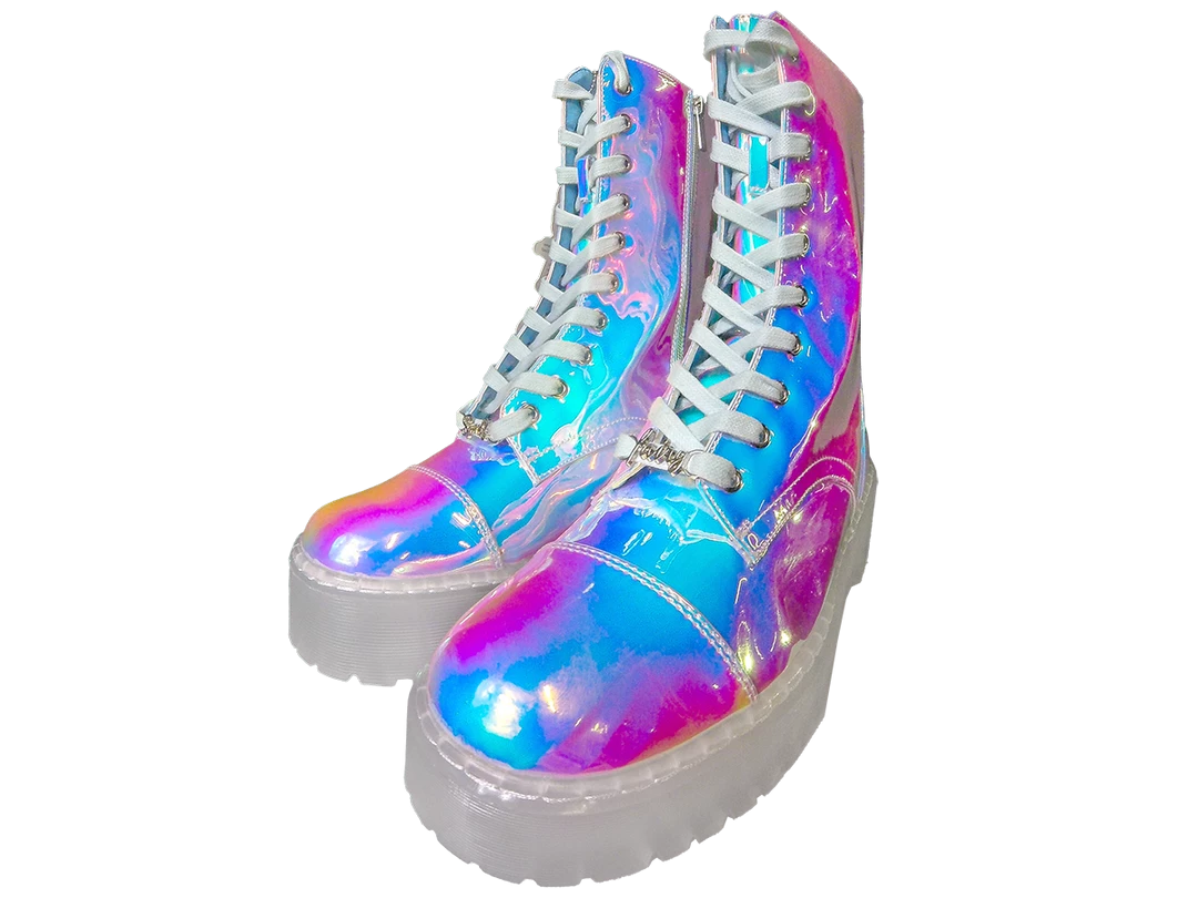 SPARKL Shoes Iridescent Combat Boot