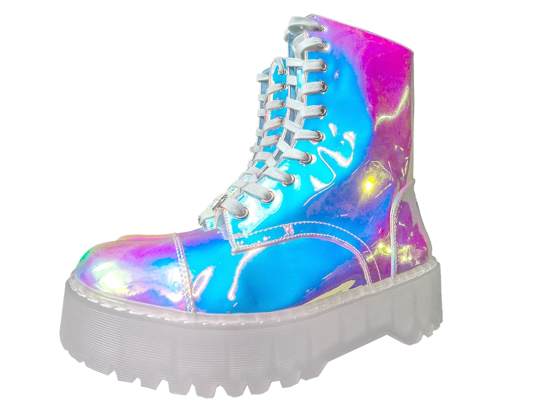 SPARKL Shoes Iridescent Combat Boot