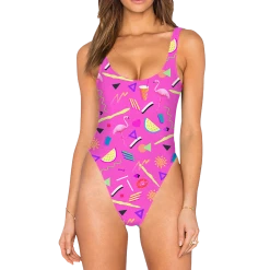 T6 Pool Party High Legged One Piece Swimsuit Swimsuits